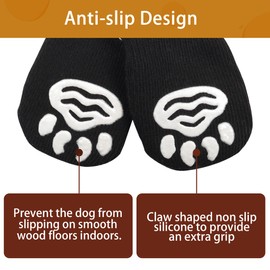 YAODHAOD Anti-Slip Dog Socks for Hardwood Floor, Dog Boots & Paw Protectors to Prevent Licking, Slipping, Grippers Traction Control Non-Slip Socks for Old Senior and Puppy Dog (Bow Tie Pattern, L)