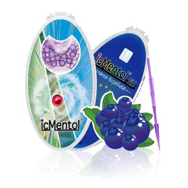 icMentol - 10 flavours, 3 pack sizes available, 3.2 mm large capsules, 100 capsules menthol balls, aroma capsule, aroma balls, DIY click balls (ice blueberry, ice blueberry)