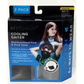 Mission Kids Face And Neck Cover Mask Age 5+ Mission Cooling Gaiter 7.5" X 8" 2 In Pack