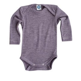 Cosilana, Baby Bodysuit Long Sleeve, 45% Organic Cotton, 35% Organic Wool, 20% Silk, Plain Plum 23