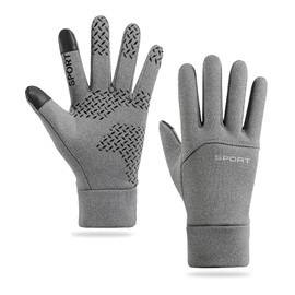 Touchscreen Gloves Men Women Cycling Gloves Windproof Running Gloves Thermal Gloves Winter Non-Slip Touchscreen Sports Gloves for Cycling, Running, Hiking, Grey