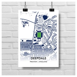 GroundDesigns PRESTON NORTH END Football Gift DEEPDALE Stadium Art Map A3 Print PNE
