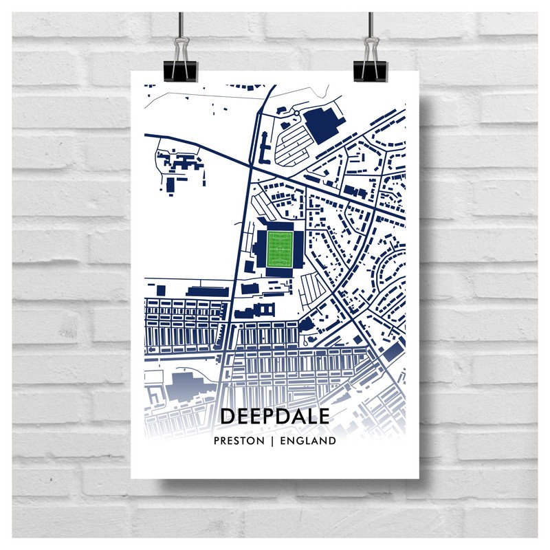 GroundDesigns PRESTON NORTH END Football Gift DEEPDALE Stadium Art Map