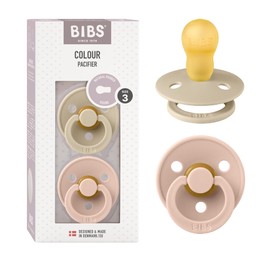 BIBS Colour Soother 2-Pack, BPA Free Dummy Pacifier, Made in Denmark, Size 3 (18+ Months), Vanilla/Blush
