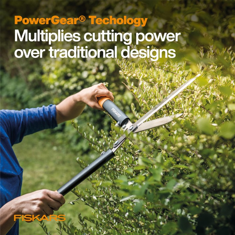 Fiskars PowerGear Hedge Shears - 23" Stainless Steel Blades -