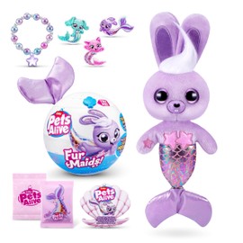 Pets Alive Furmaids by ZURU Mermaid Plush Interactive Lights Sounds Girls Toy (Purple Bunny)