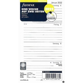 Filofax Personal 1 Week on 2 Pages Vertical (German) 2022, 22-68440