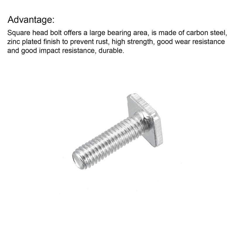 sourcing map Pack of 10 Square Head Screws M6 x