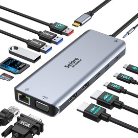 USB-C Docking Station 3 Monitors 14-in-1 USB-C Hub Triple Display