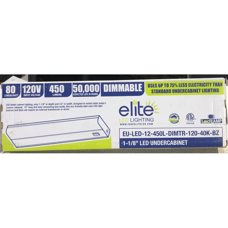 ELITE LIGHTING Undercabinet LED Light 12-1/4"Long 8W 120V Dark Brown