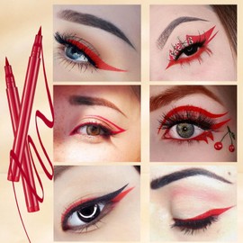 Eyeliner Pencil Coloured Eyeline Pen, Liquid Eyeliner Pen Matte Quick Dry Long Lasting Waterproof Eyeliner Pen Smudge-Proof Highly Pigmented Colourful Eye Liner for Eye-Makeup (01#)