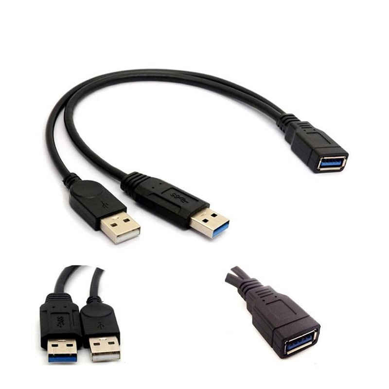 ALINNA Black USB 3.0 Female to Dual USB Male Extra