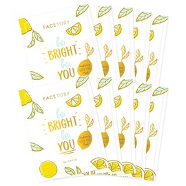 FACETORY K Beauty Face Mask Skin Care - BE BRIGHT BE YOU BRIGHTENING Sheet Mask with Gold Foil & Lemon Fruit | Glowing Gold Brightening Face Mask (10 Pack)