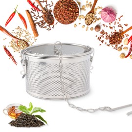 Tea Strainer Spice Strainer 15 cm 1.7 L Stainless Steel Spice Filter with Extended Chain Hook, Extra Fine Mesh Spice Ball Tea Infuser for Loose Tea Kitchen Cooking