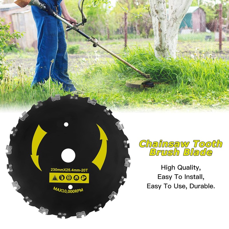 EXCELFU 9" x 20T Chainsaw Tooth Brush Blade & 10"