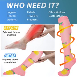 Actinput 4 Pairs of Compression Socks for Men and Women, Colourful Support Stockings, Compression Socks for Sports, Flying, Running, Travel, Cycling, Nurses (4102 – Pink, S–M)