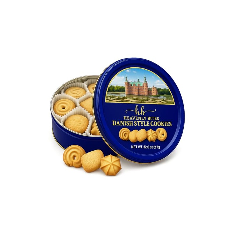 Heavenly Bites Danish Style Butter Cookies in Metal Tin 32