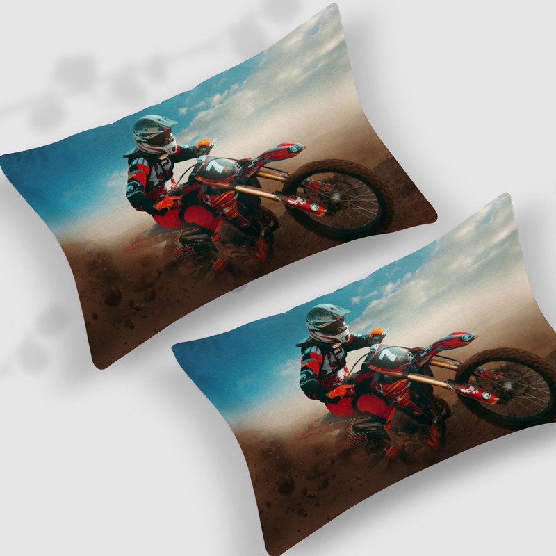 HZVRTN Motorcycle Bedding Set, Teens, Cool Motorcycle Driver Bed Set
