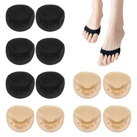 6 Pairs of Forefoot Socks, Split Toe Socks, Open Toe Half Foot Socks, Breathable Non-Slip Foot Pads, Suitable for High Heels and Sneakers (Black, Skin Colour)