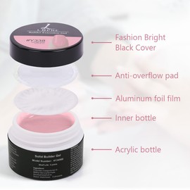 LOPHE Builder Nail Gel Kit, Hard Gel Builder for Nail Extension, Milky Rose Non-Stick Hand Nail Extension Gel for Carving Patterns, LED UV Nail Builder Gel For Nails Strengthen Nail Manicure, 15ML