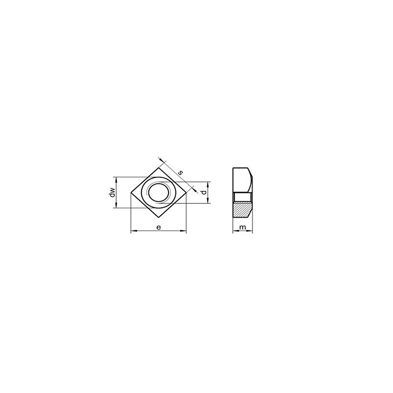 M6 Chamfered Square Nut A2 (T304) Stainless Steel Din 557
