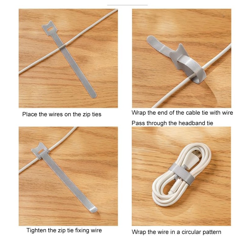 TENOC Reusable Cable Ties Hook Loop Cords Management Adjustable Cable