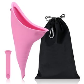 Orinal Femenino, Embudo para Hacer Pipi Mujer, Dispositivo Urinario Femenino Portátiles con Tubo de Extensión, Copas Plegable para Orinar de Mujer para Viajes en Coche, Camping, Senderismo, Rosa