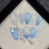 10 Pcs Handmade Medium Press on Nails Almond Blue Seawater