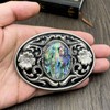 YOQUCOL American Western Cowboy Abalone Shell Pattern Stone Belt Buckle