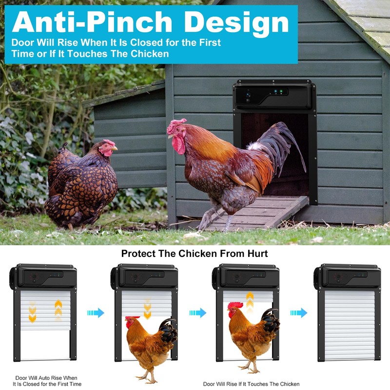 Automatic Chicken Coop Door with HD Camera, WiFi Enabled, Talkback