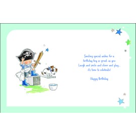 Jonny Javelin Special Great Grandson Birthday Card - Happy Birthday Card with Pirate Costume and Dog Design with Flitter Details - Birthday Card for Boys