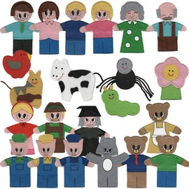 Títeres de fieltro para narración de cuentos, juego de 23, 4 pulgadas, personajes de cuentos de hadas y rimas infantiles