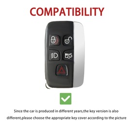 OFF WE GO Car Key Cover Case Car Key Fob for Land Range Rover Discovery Sport Evoque Velar L405 Jaguar XF XJ Full Protection Car Key Shell with Keychain 5 buttons Car Key Holder Box, White Silver