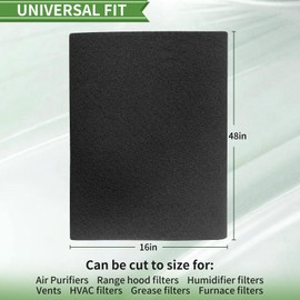 Cut to Fit Activated Carbon Air Filter 16" x 48" –Replacement Charcoal air Filters - Carbon Filter Sheet for Air Purifier, Window AC Air Vent and More-1PC
