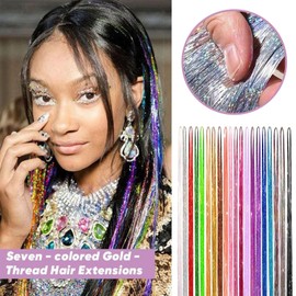 Hair Tinsel Heat Resistant, 20 Colors Fairy Hair Tinsel Kit With Tools And Beads, 48 Inch Colorful Hair Glitter Strands, Tinsel Hair Extensions For Women Girls