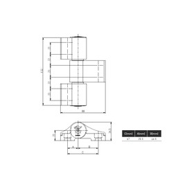 NAJDER Aluminium Door Hinge - Jocker Type - Screw-On Tape - Triple Leaf Hinges - Hinge - for Doors - Pack of 1 - Mounting Distance 67 mm - Colour Stainless Steel