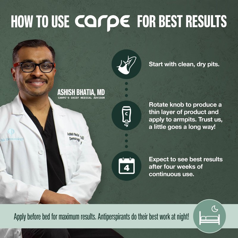Carpe Underarm Antiperspirant and Deodorant, Clinical strength with Rose Water