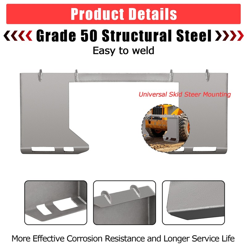 Universal 3/8 in Skid Steer Quick Attach Plate Compatible with