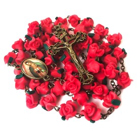Our Lady of Guadalupe Red Rose Garden Rosary - Rosary Beads Catholic for Women - Catholic Gift - Antique Bronze Crucifix