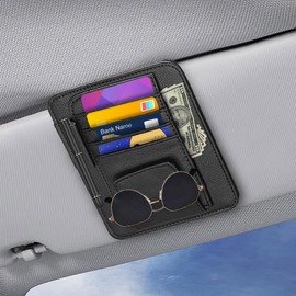 Car Sun Visor Organizer, Storage Pouch Holder with Multi-Pocket, Car Sunglass Holder for Driving License Card Glasses Pen, Multifunctional Auto Interior Accessories for Vehicle Truck SUV (Black)