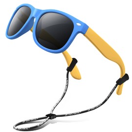 RIVBOS RBK004 Children's Polarised Sunglasses with Strap Glasses Shades for Boys Girls and Children, 004-2 Sky Blue