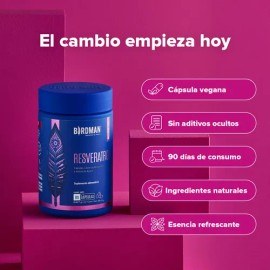 Birdman Resveratrol 300 mg | Antioxidante Natural | Sin Aditivos | 90 Cápsulas