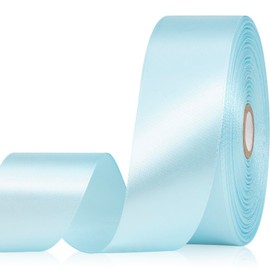 Sagaat Light Blue Ribbon 1-1/2 Inch, 60 Yards Polyester Baby Blue Satin Ribbon for Gift Wrapping, Fabric Ribbon for Flower Bouquet Crafts Wedding Christmas Baby Shower