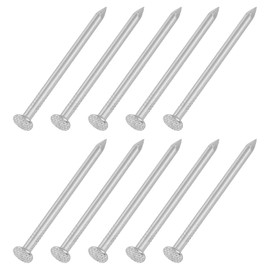 sourcing map 50Pcs Small Hardware Nails, 6D x 2" 304 Stainless Steel Round Head Nail Common Finishing Nail for Household Woodworking Picture Hanging DIY Projects, Silver