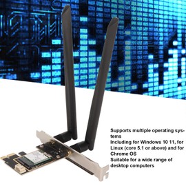 PCIe WiFi Card, 2.4G, 5G, 6G Tri Band Wireless Network Cards, Bluetooth 5.4 PC PCIe X1 WiFi 7 Card, Up to 5800Mbps, Supports 802.11A B G N AC AX, for Windows 10 11 PC
