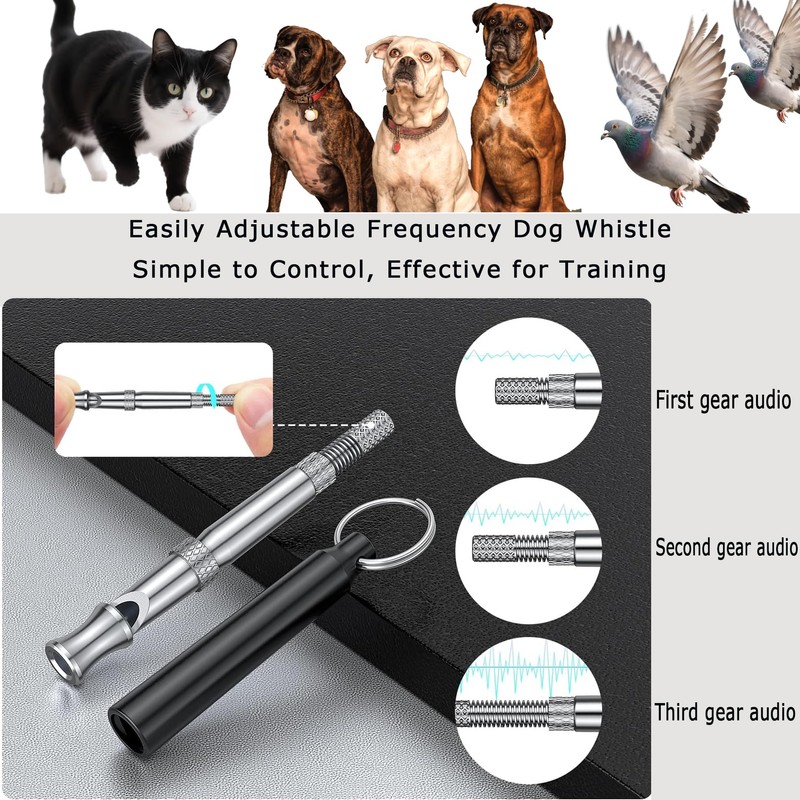 Professional Dog Training Whistle with Lanyard, 3 Adjustable Levels, Ultrasonic