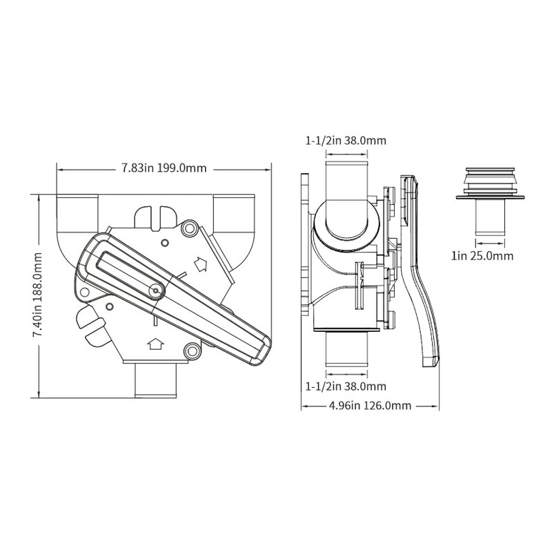 Seaflo Marine Waste Tank Y-Valve SFYV-01