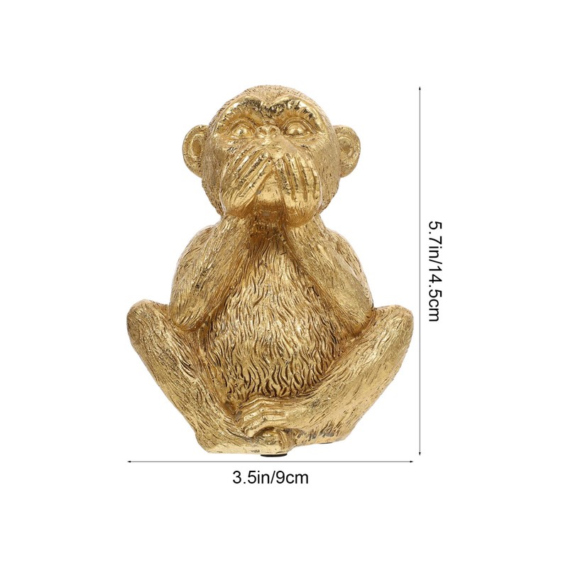 HOMSFOU Resin Three Wise Monkeys Figurine Speak No Evil Monkey
