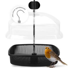 WILDLIFE HOME Mealworm Feeder - Bird Feeder with Rain Cover for Hanging, Feeding Station Bird Feeder for Year-Round Wild Birds Feeding