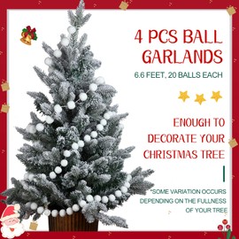 Tegeme 8 Pieces Christmas Pom Pom Felt Ball Garland 6.6 ft Long 20 Balls Garland Hanging Pom Pom Banner Xmas Tree Decoration(White)